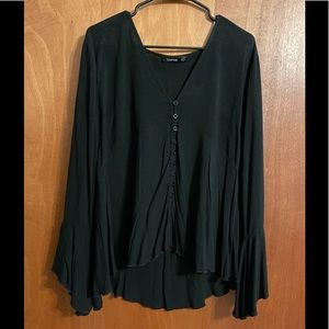 Boohoo black peasant shirt 16 xl
